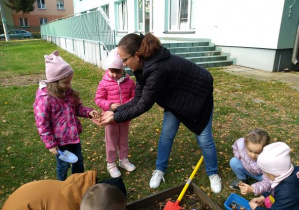 Dzieci wybierają cebulki kwiatowe